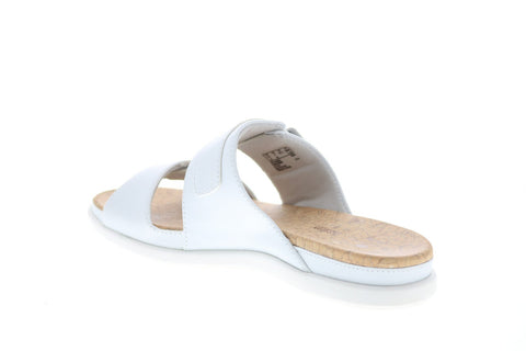 Clarks Step June Sun 26151192 Womens White Synthetic Hook & Loop Slides Sandals Shoes