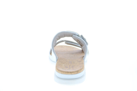 Clarks Step June Sun 26151192 Womens White Synthetic Hook & Loop Slides Sandals Shoes