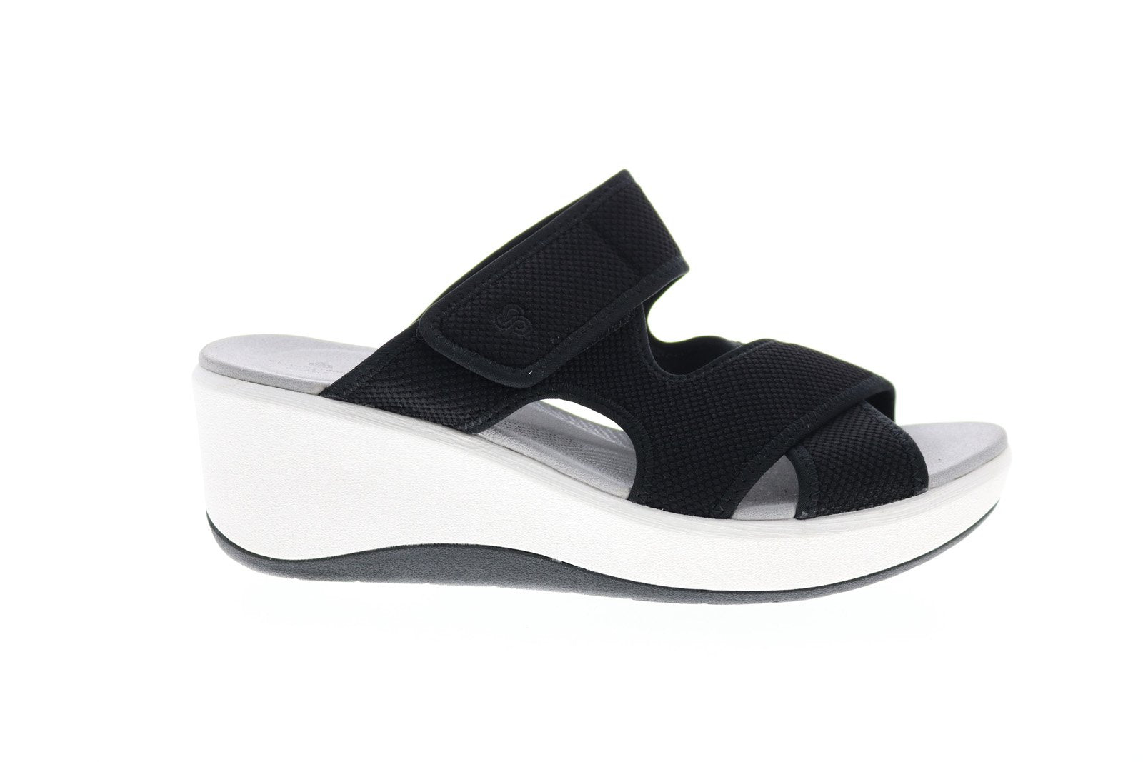 Clarks Step Cali Reef 26151206 Womens Black Canvas Strap Slides