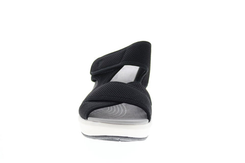 Clarks Step Cali Reef 26151206 Womens Black Canvas Strap Slides Sandals Shoes