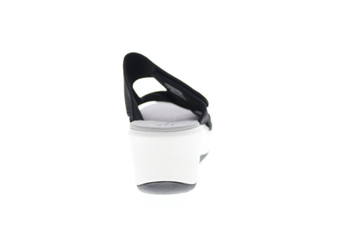 Clarks Step Cali Reef 26151206 Womens Black Canvas Strap Slides Sandals Shoes