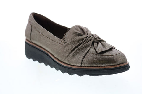 Clarks Sharon Dasher 26151385 Womens Gold Leather Loafers Flats Shoes