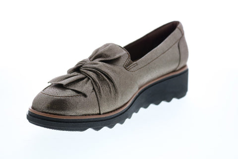 Clarks Sharon Dasher 26151385 Womens Gold Leather Loafer Flats Shoes