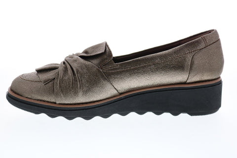 Clarks Sharon Dasher 26151385 Womens Gold Leather Loafer Flats Shoes