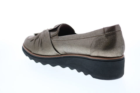 Clarks Sharon Dasher 26151385 Womens Gold Leather Loafer Flats Shoes