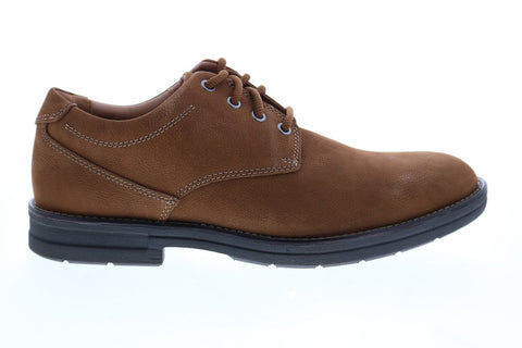 Clarks Banning Plain 26151750 Mens Brown Nubuck Plain Toe Oxfords Shoes