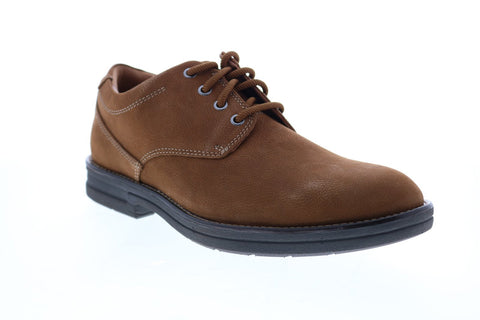 Clarks Banning Plain 26151750 Mens Brown Nubuck Plain Toe Oxfords Shoes