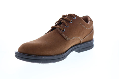 Clarks Banning Plain 26151750 Mens Brown Nubuck Plain Toe Oxfords Shoes