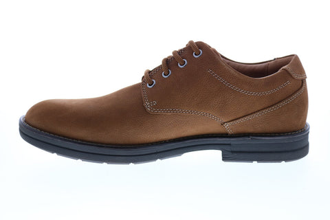Clarks Banning Plain 26151750 Mens Brown Nubuck Plain Toe Oxfords Shoes