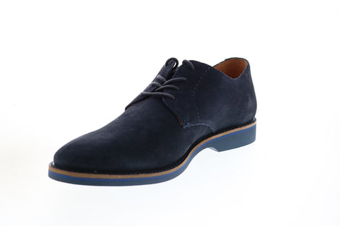 Clarks Atticus Lace 26152088 Mens Blue Suede Plain Toe Oxfords Shoes