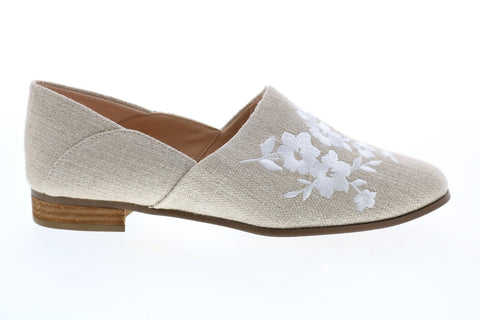 Clarks Pure Tone 26152129 Womens Beige Canvas Loafer Flats Shoes