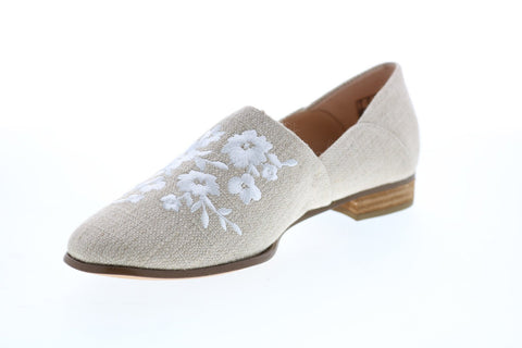 Clarks Pure Tone 26152129 Womens Beige Canvas Loafer Flats Shoes