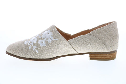 Clarks Pure Tone 26152129 Womens Beige Canvas Loafer Flats Shoes