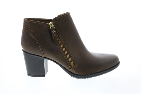 Clarks Diane Pioneer 26152964 Womens Brown Leather Zipper Ankle & Booties Boots
