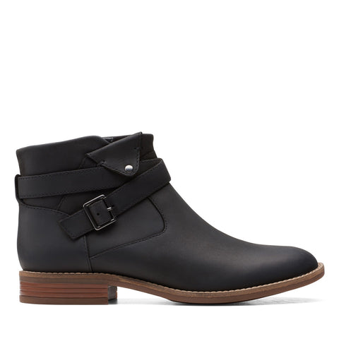 Clarks Camzin Dime 26153035 Womens Black Leather Starp Ankle & Booties Boots