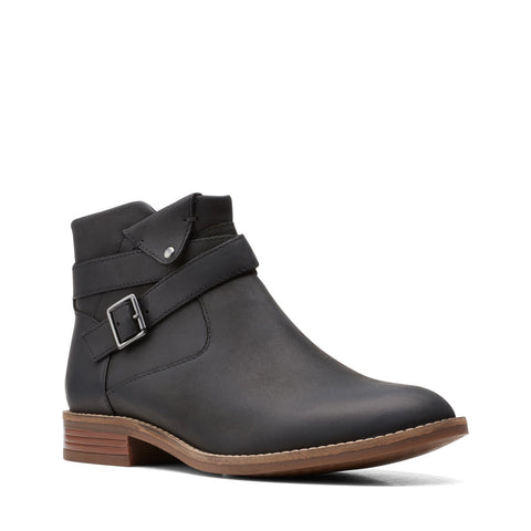 Clarks Camzin Dime 26153035 Womens Black Leather Starp Ankle & Booties Boots