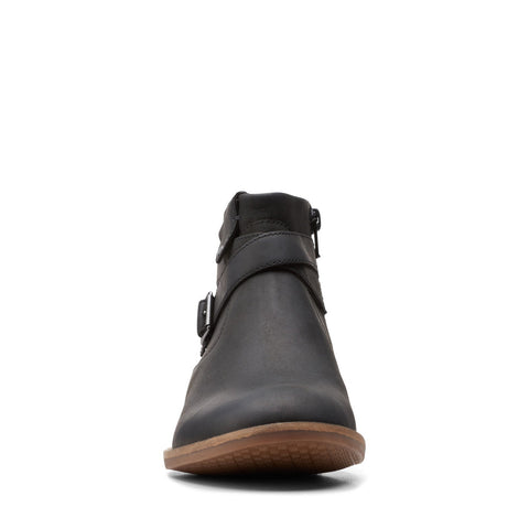 Clarks Camzin Dime 26153035 Womens Black Leather Starp Ankle & Booties Boots
