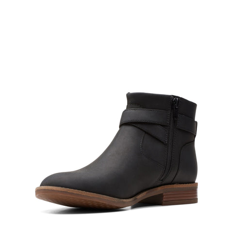 Clarks Camzin Dime 26153035 Womens Black Leather Starp Ankle & Booties Boots