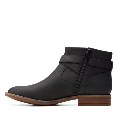 Clarks Camzin Dime 26153035 Womens Black Leather Starp Ankle & Booties Boots