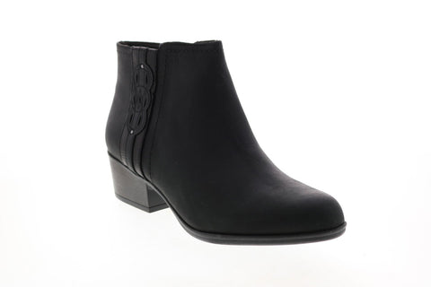 Clarks Adreena Lilac 26153060 Womens Black Leather Zipper Ankle & Booties Boots