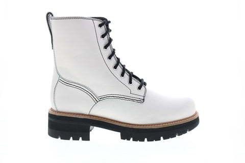 Clarks Orianna Hi 26154183 Womens White Leather Zipper Casual Dress Boots