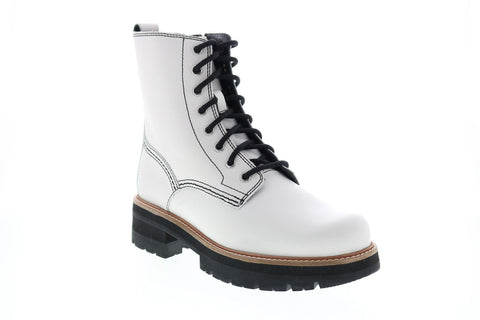 Clarks Orianna Hi 26154183 Womens White Leather Zipper Casual Dress Boots