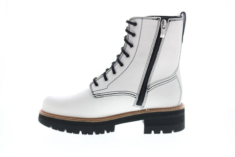 Clarks Orianna Hi 26154183 Womens White Leather Zipper Casual Dress Boots