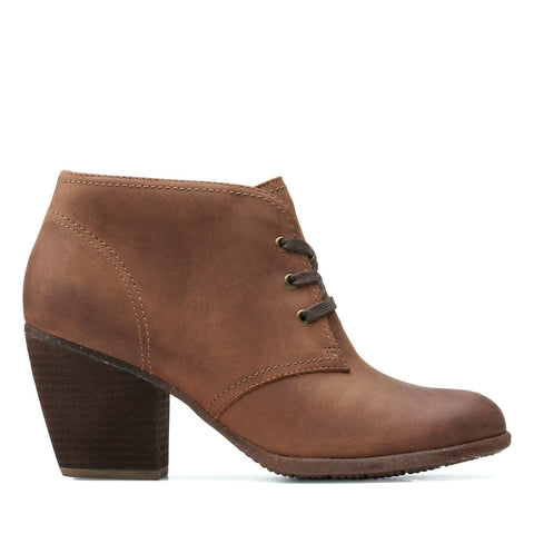 Clarks Bergen Lace 26154470 Womens Brown Wide Leather Ankle & Booties Boots