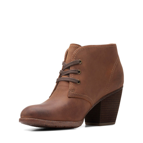Clarks Bergen Lace 26154470 Womens Brown Wide Leather Ankle & Booties Boots