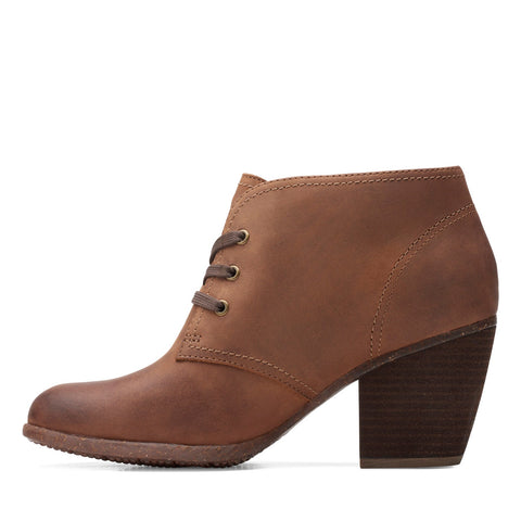 Clarks Bergen Lace 26154470 Womens Brown Wide Leather Ankle & Booties Boots