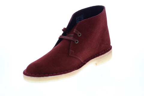 Clarks Desert Boot 26154729 Mens Red Suede Lace Up Desert Boots