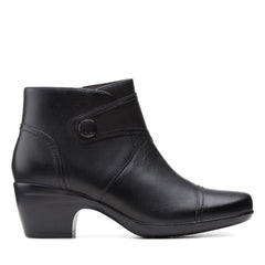 Clarks Emily Calle 26154988 Womens Black Wide Leather Ankle & Booties Boots