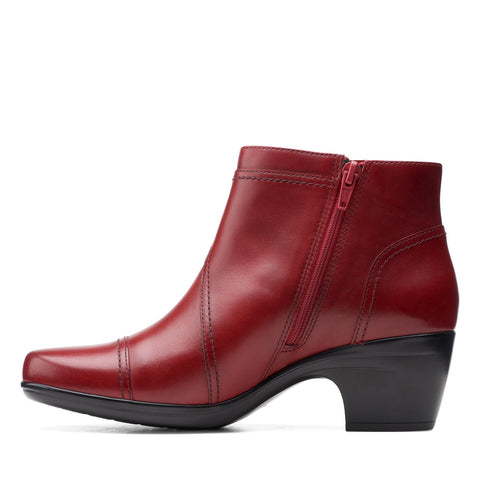 Clarks Emily Calle 26154989 Womens Red Wide Leather Ankle & Booties Boots