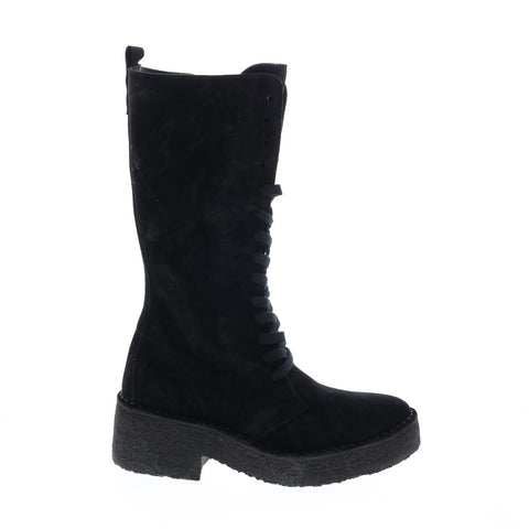 Clarks Arisa HI 26155417 Womens Black Suede Lace Up Knee High Boots