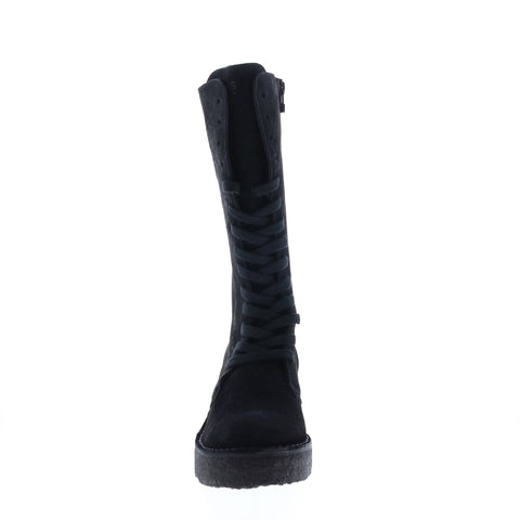 Clarks Arisa HI 26155417 Womens Black Suede Lace Up Knee High Boots