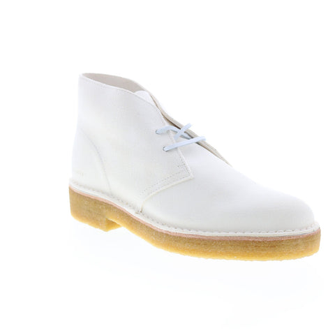Clarks Desert Boot221 26155608 Mens White Suede Lace Up Desert Boots