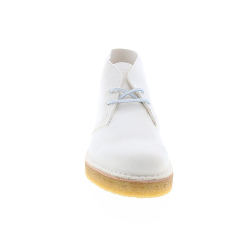 Clarks Desert Boot221 26155608 Mens White Suede Lace Up Desert Boots