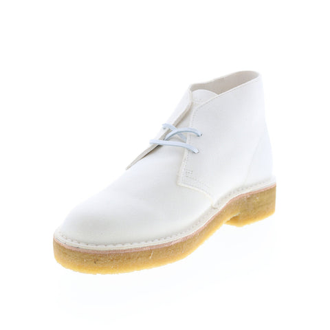 Clarks Desert Boot221 26155608 Mens White Suede Lace Up Desert Boots