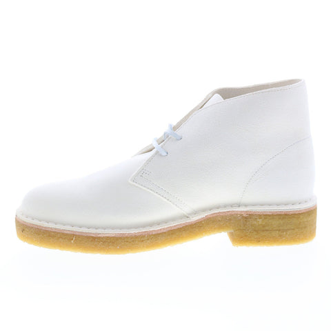 Clarks Desert Boot221 26155608 Mens White Suede Lace Up Desert Boots