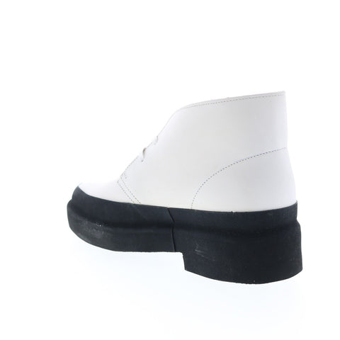 Clarks Desert Galosh 26156081 Womens White Leather Lace Up Desert Boots