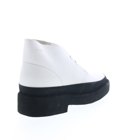 Clarks Desert Galosh 26156081 Womens White Leather Lace Up Desert Boots