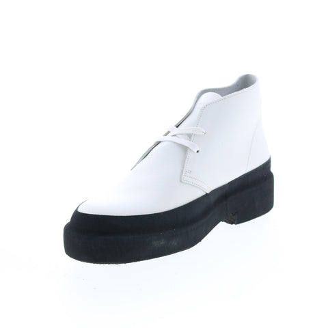 Clarks Desert Galosh 26156082 Mens White Leather Lace Up Desert Boots