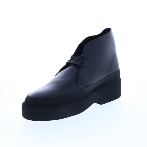 Clarks Desert Galosh 26156083 Womens Black Leather Lace Up Desert Boots