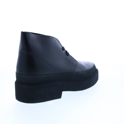 Clarks Desert Galosh 26156083 Womens Black Leather Lace Up Desert Boots