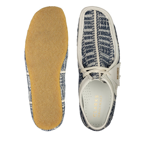 Clarks Wallabee 26156531 Mens Blue Canvas Oxfords & Lace Ups Casual Shoes