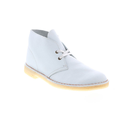 Clarks Desert Boot 26157327 Mens White Leather Lace Up Chukkas Boots