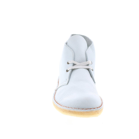 Clarks Desert Boot 26157327 Mens White Leather Lace Up Chukkas Boots