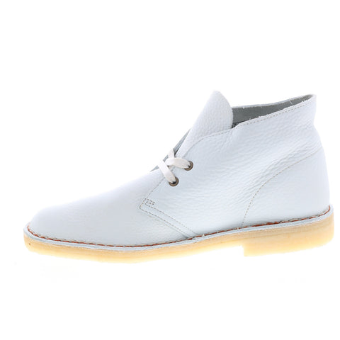 Clarks Desert Boot 26157327 Mens White Leather Lace Up Chukkas Boots