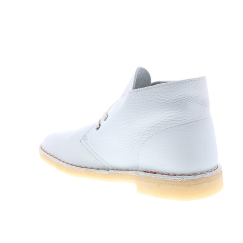 Clarks Desert Boot 26157327 Mens White Leather Lace Up Chukkas Boots