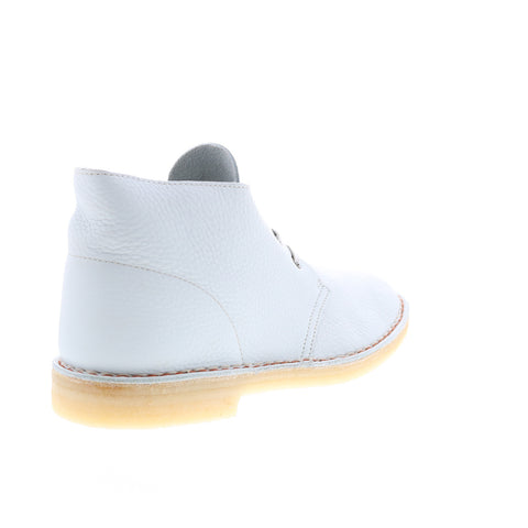 Clarks Desert Boot 26157327 Mens White Leather Lace Up Chukkas Boots